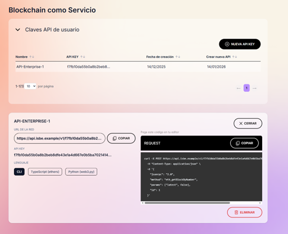 Detalles de la clave API
