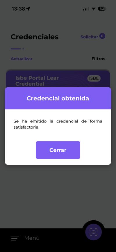 Credencial obtenida en la Wallet