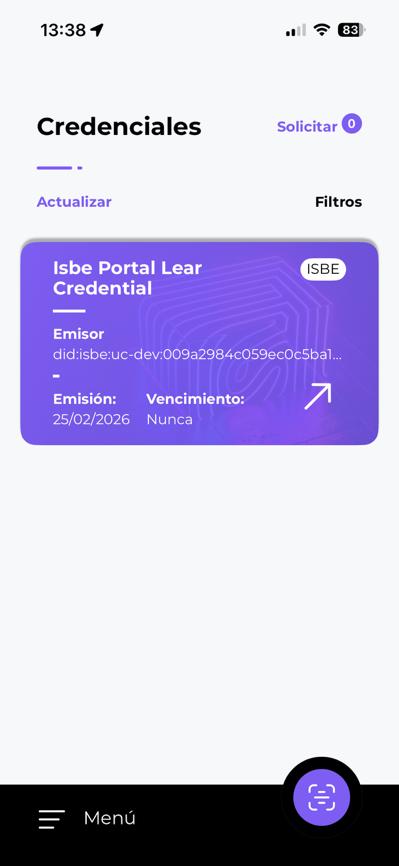 Lista de Credenciales en la Wallet