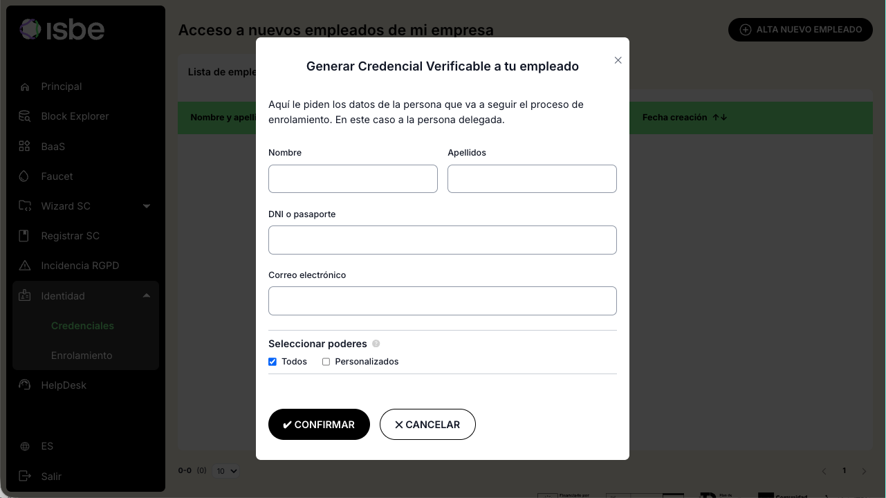 Formulario de datos del empleado