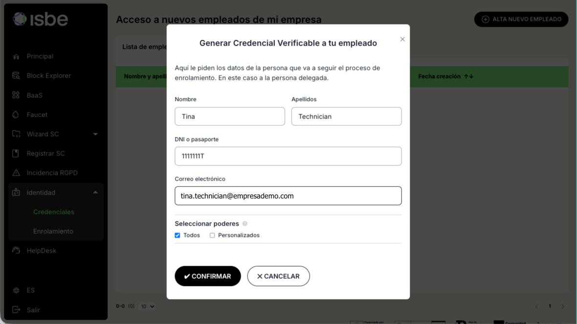 Formulario de datos del empleado (cumplimentado)