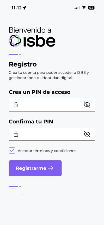 Creación del PIN de seguridad