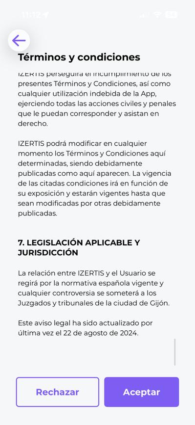Aceptación de términos y condiciones