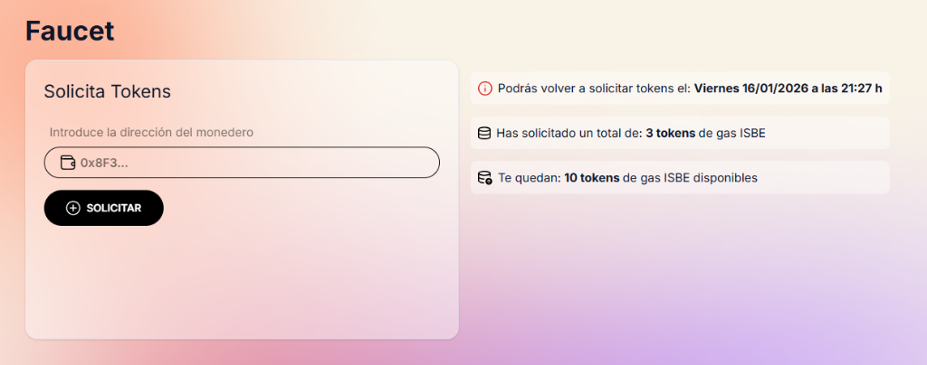 Tarjeta Solicita Tokens