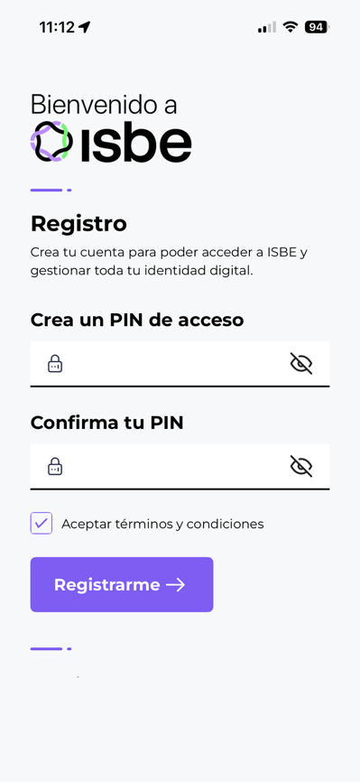 Creating the security PIN