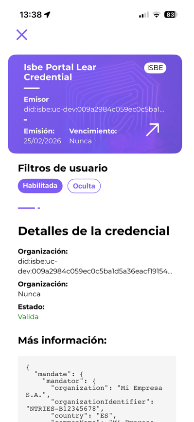 Verifiable Credential details
