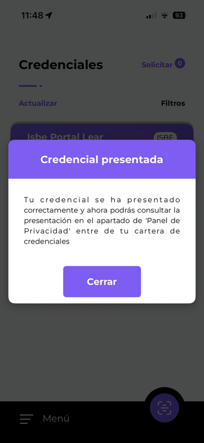 Credential presented successfully