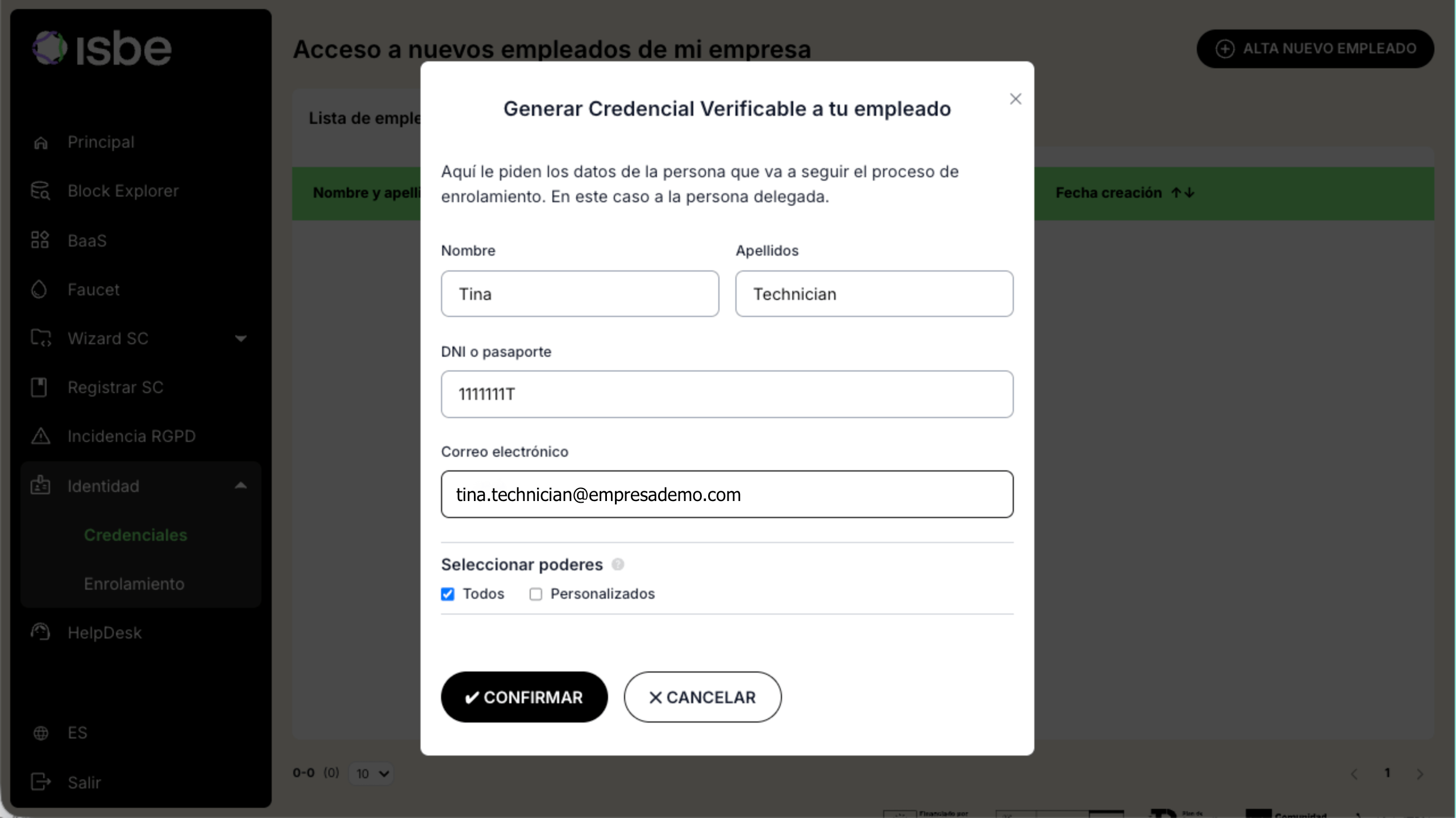 Employee data form